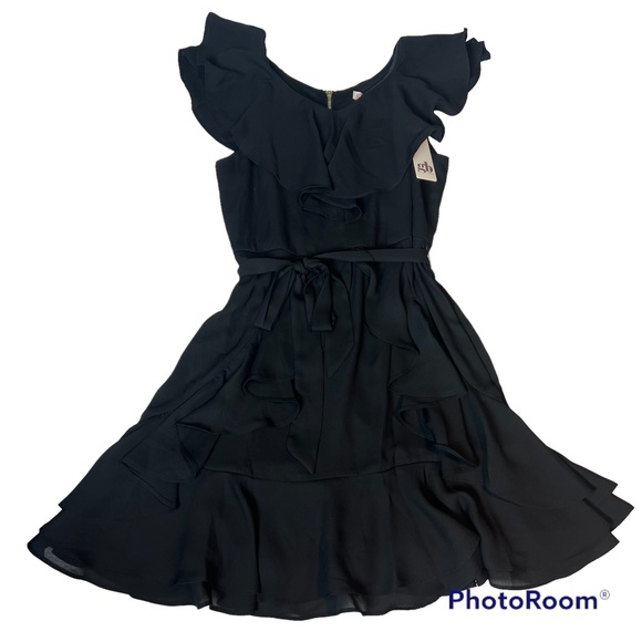 GB Girls Formal Black Ruffle Dress Size 14 - Picture 1 of 13